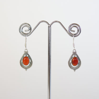 Carnelian Silver Earrings