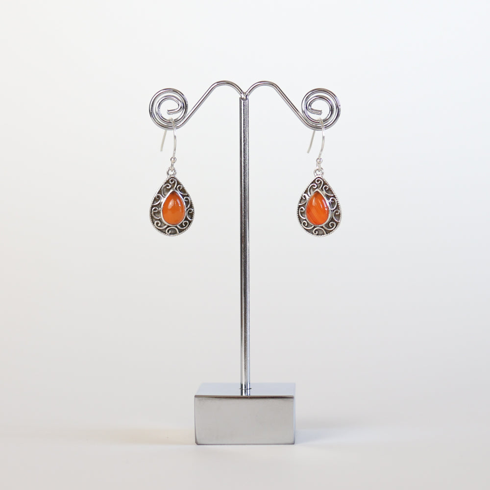 Carnelian Silver Earrings
