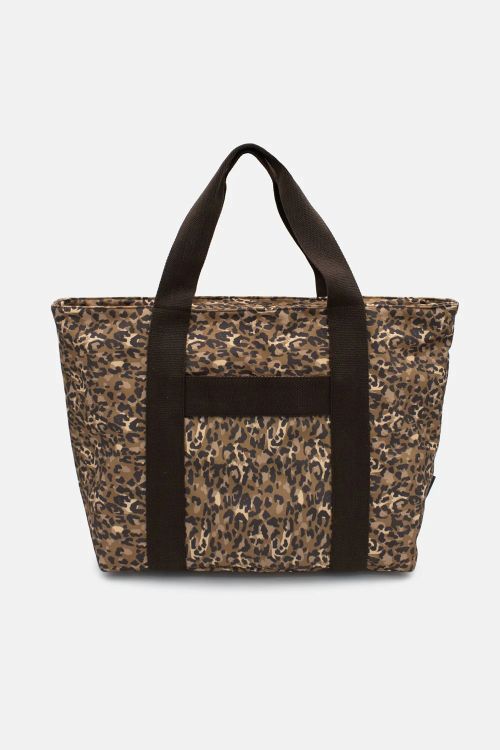 Tote bag with leopard print pattern on a white background
