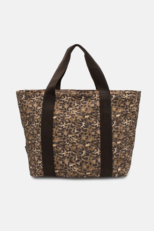Tote bag with leopard print pattern on a white background