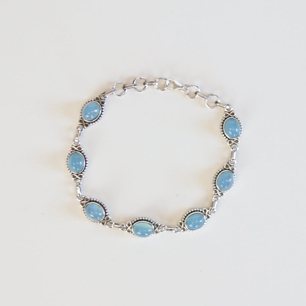 Chalcedony Oval Infinity Bracelet