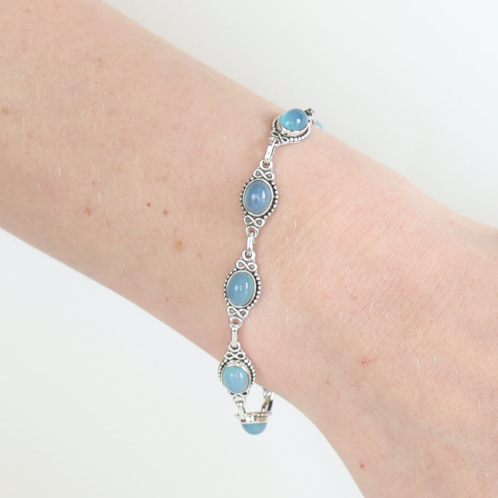 Chalcedony Oval Infinity Bracelet