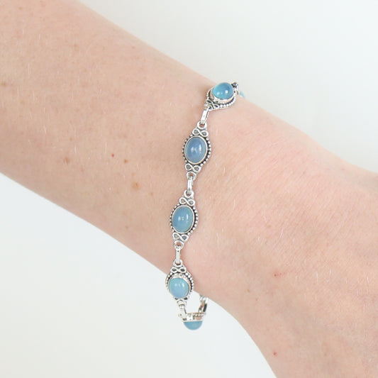 Chalcedony Oval Infinity Bracelet