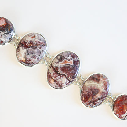 Crazy Lace Agate Silver Bracelet