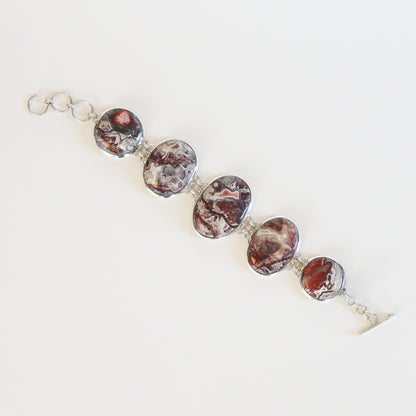 Crazy Lace Agate Silver Bracelet