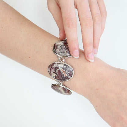 Crazy Lace Agate Silver Bracelet