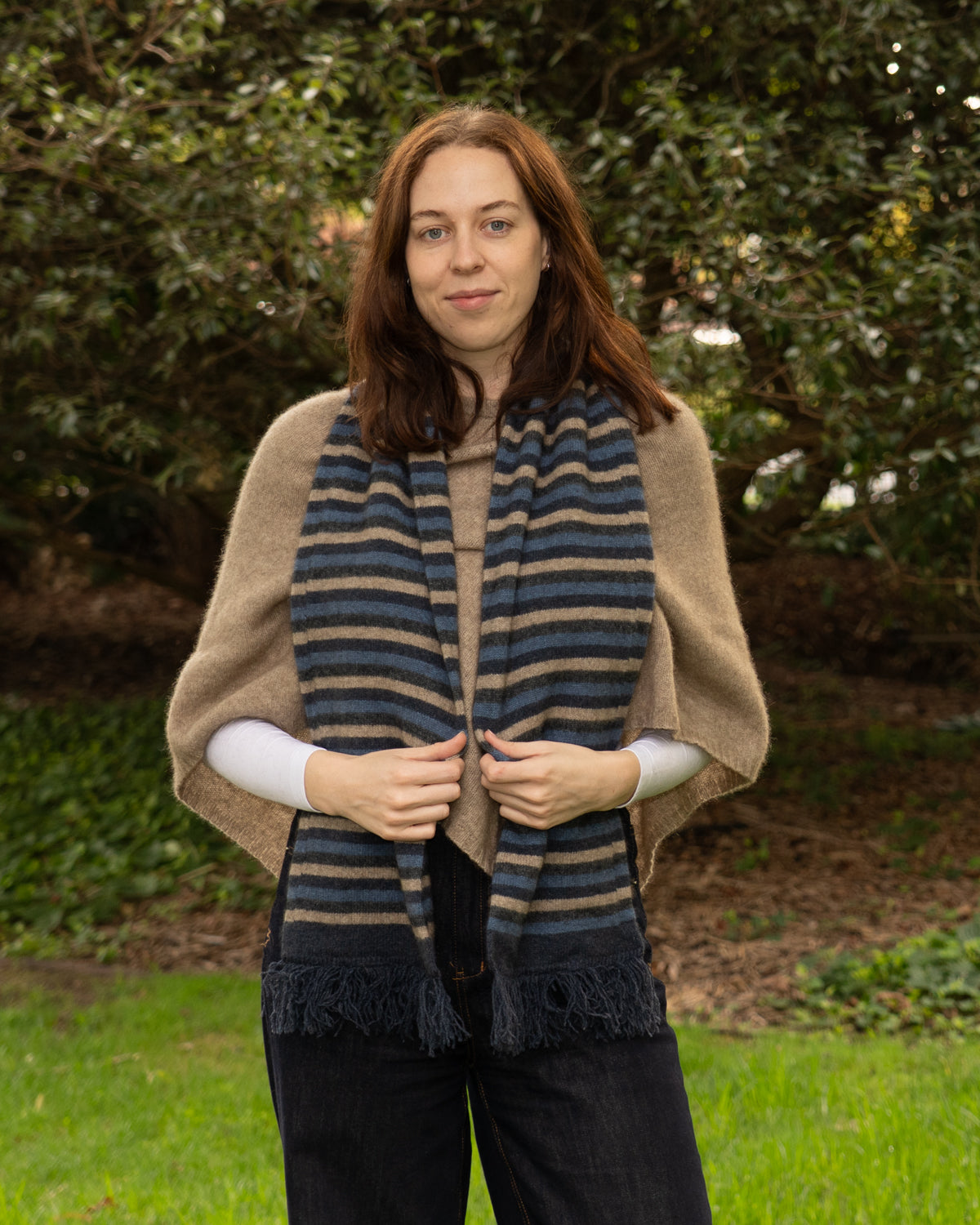 Scarf Possum Merino Stripe Denim