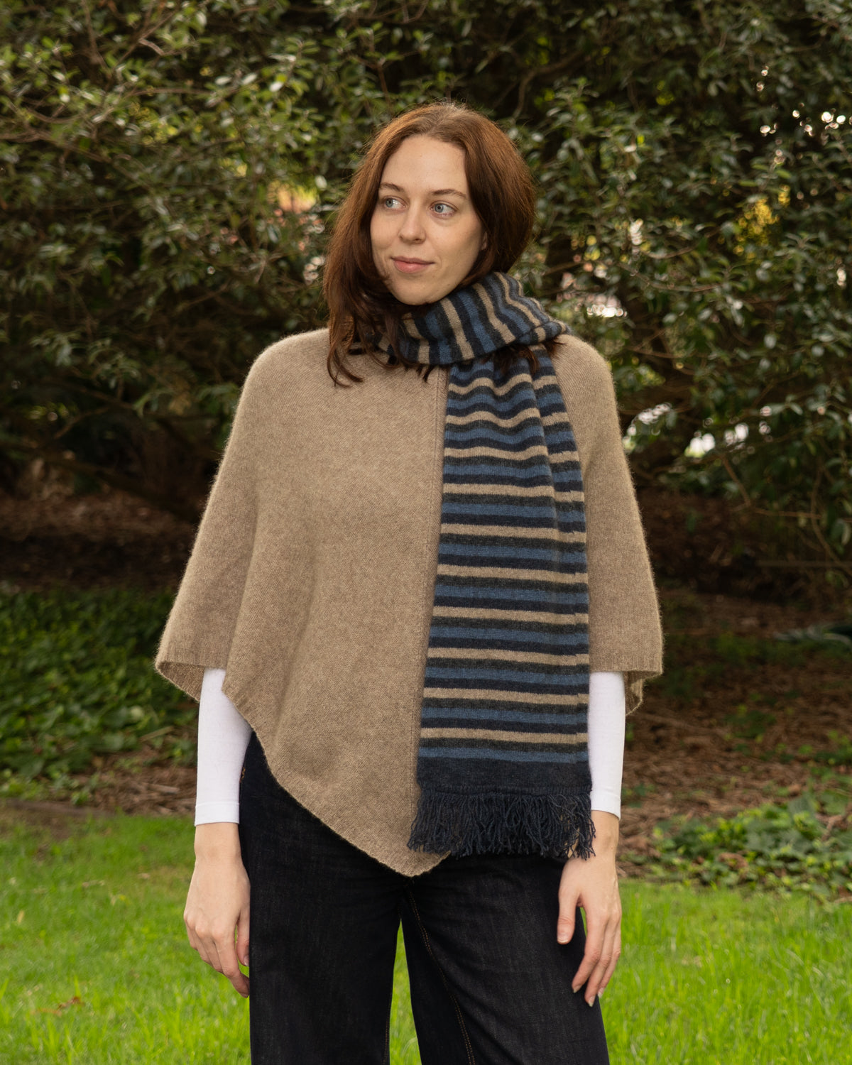 Scarf Possum Merino Stripe Denim