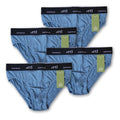 Mens bamboo briefs denim blue colour with black band on a white background in a 4 pack