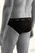 Men's underwear black bamboo briefs male model back view