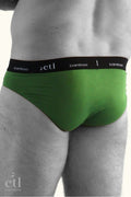 Men's bamboo briefs green underwear on male model