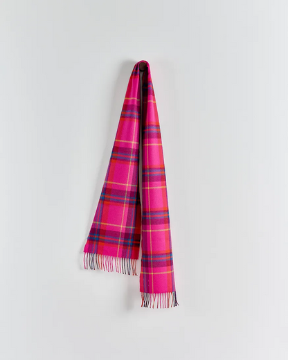Hot Pink Check Merino Scarf