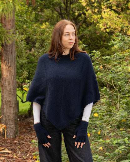 Poncho Possum Merino Classic Midnight Blue