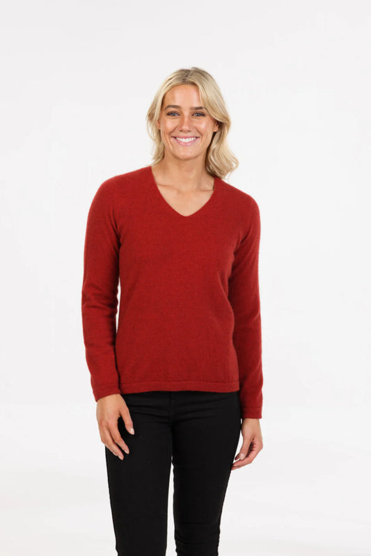 Vee Neck Possum Merino Plain Sweater