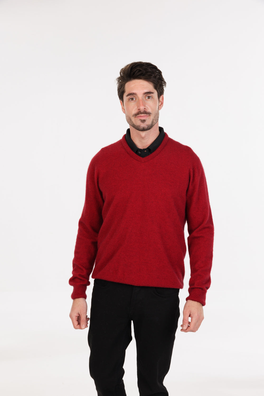 Men's Vee Neck Possum Merino Sweater
