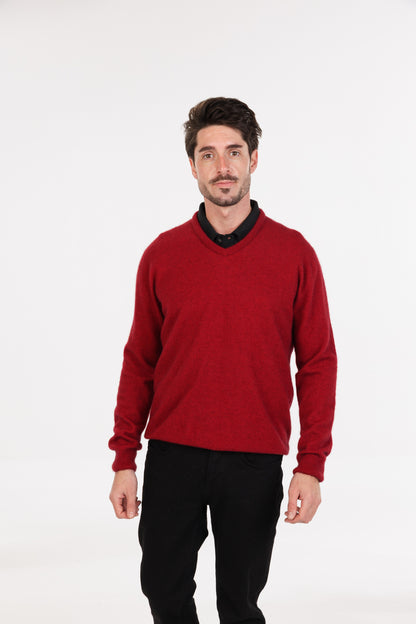 Men's Vee Neck Possum Merino Sweater