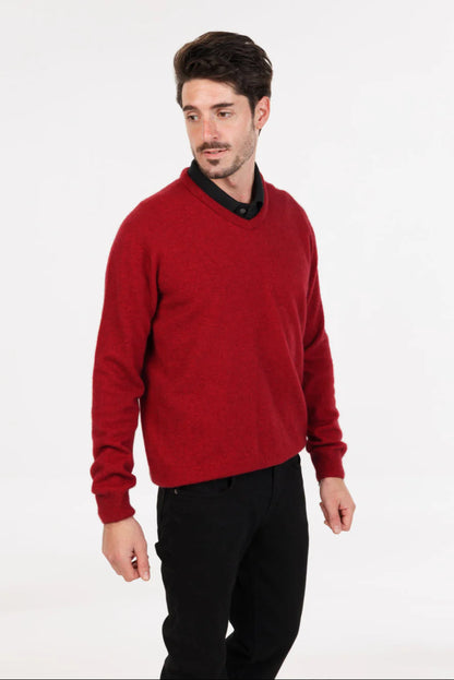 Men's Vee Neck Possum Merino Sweater