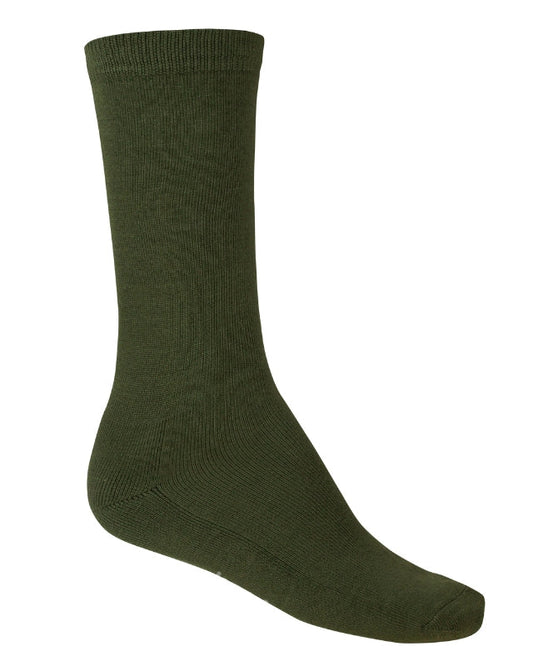 Olive green bamboo comfort business sock cutout on white background