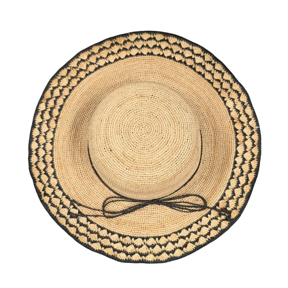 Pattern Brim Raffia Hat