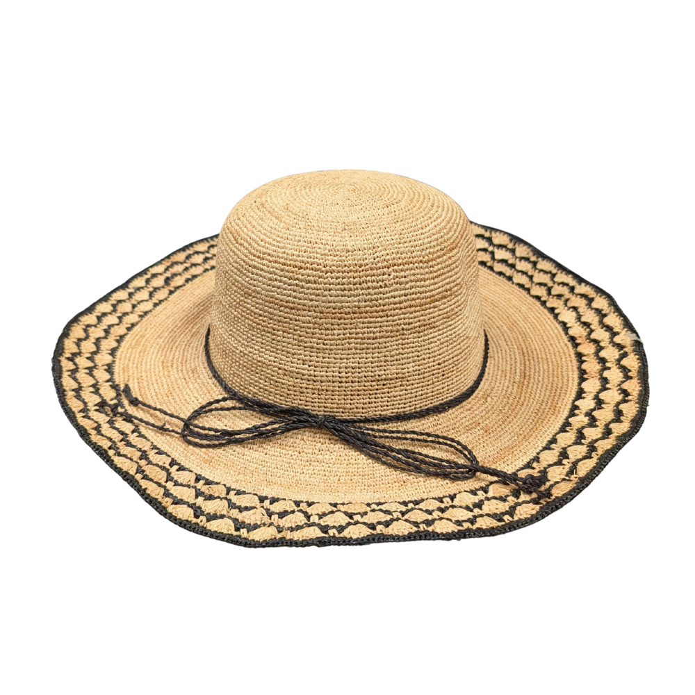 Pattern Brim Raffia Hat
