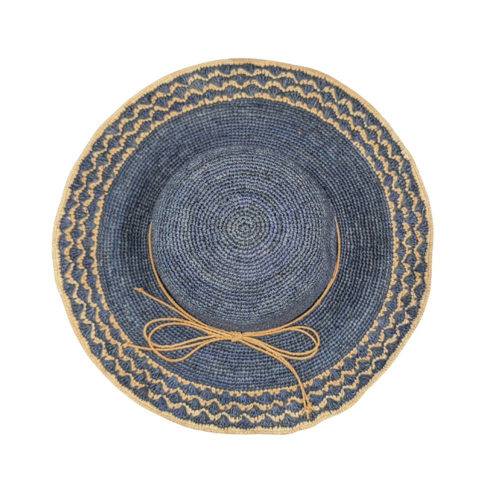 Pattern Brim Raffia Hat