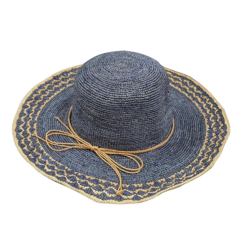 Pattern Brim Raffia Hat