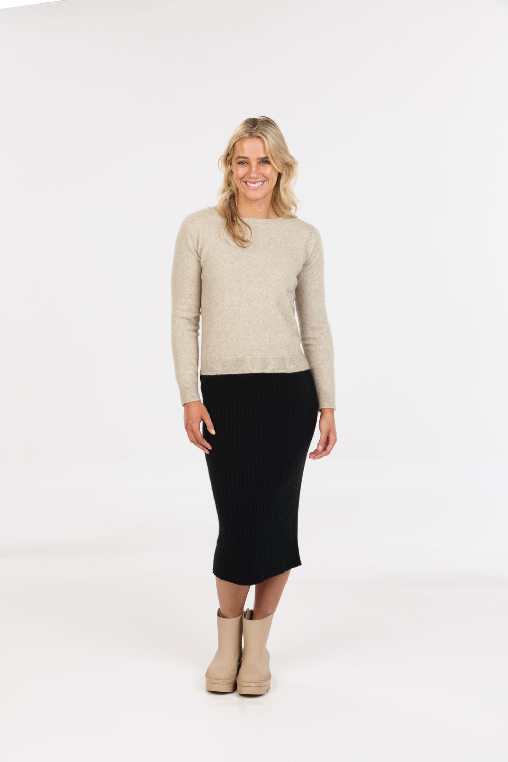 Ribbed Possum Merino Skirt