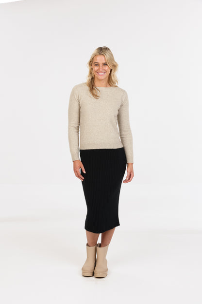 Ribbed Possum Merino Skirt