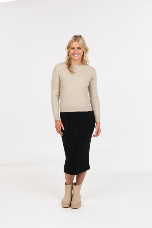 Ribbed Possum Merino Skirt