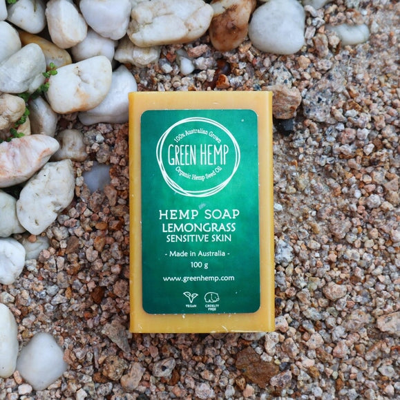 Hemp Soap Australian Made wellbeing Green Hemp Lemongrass 