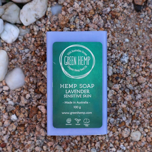 Hemp Soap Australian Made wellbeing Green Hemp Lavender 