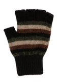 Glove Fingerless Possum Merino Striped Bk General Lothlorian 