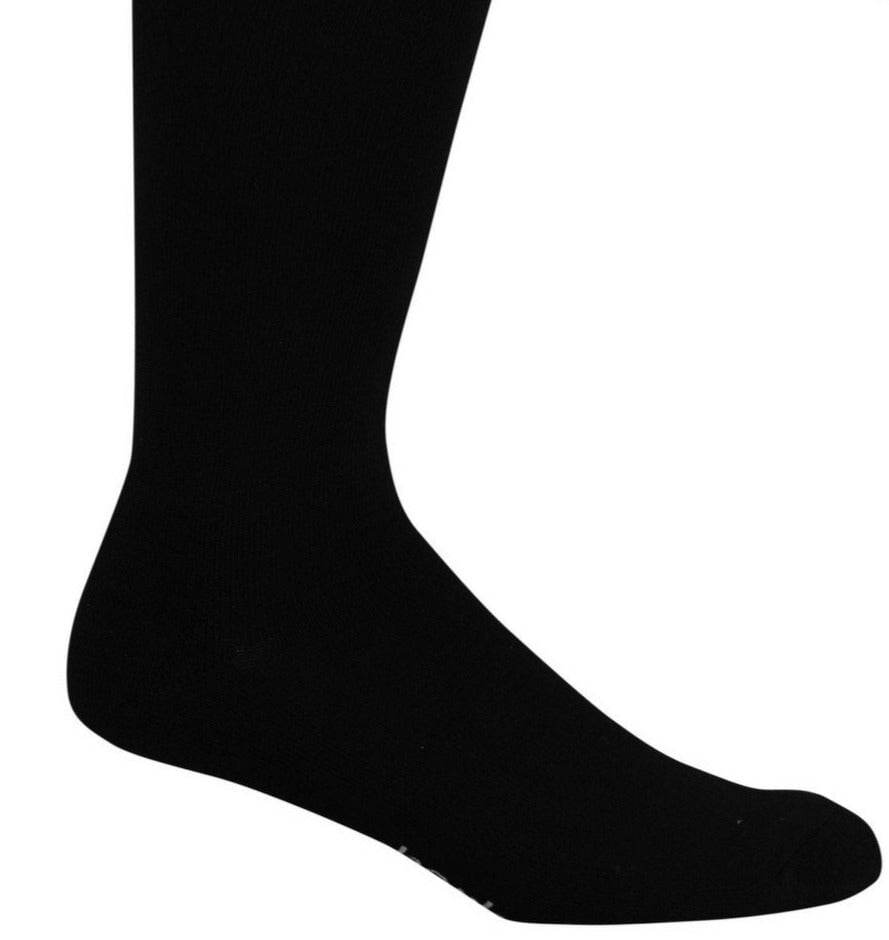 Image shows one black bamboo business sock