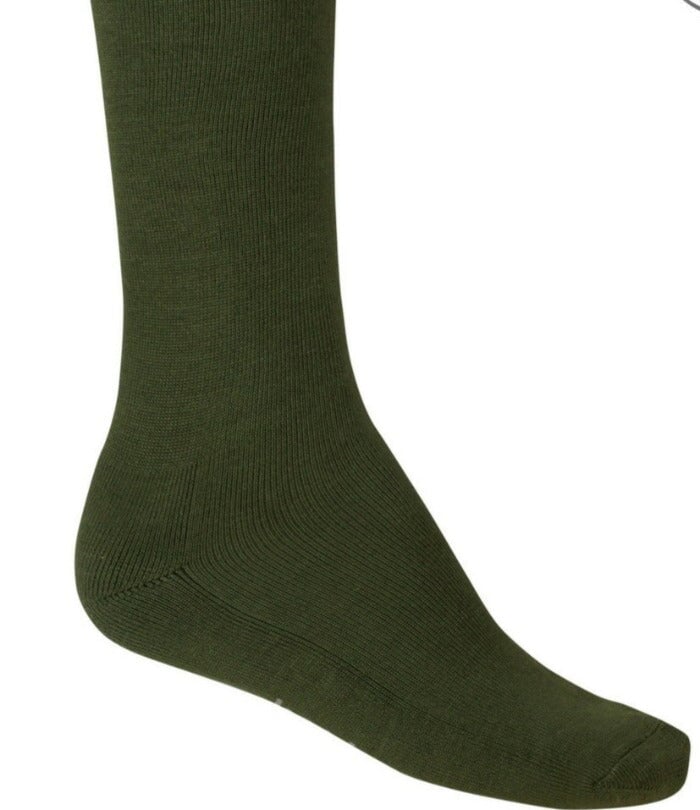 Image shows one olive coloured bamboo business sock