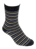 Lothlorian possum and merino wool striped sock flat lay on white background. Warm, soft and cosy winter wool socks