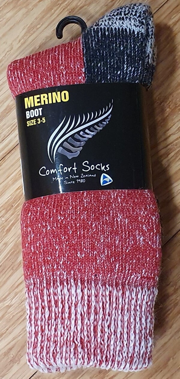 Socks Merino Wool Thick General Comfort Socks NZ 6-10 Red 